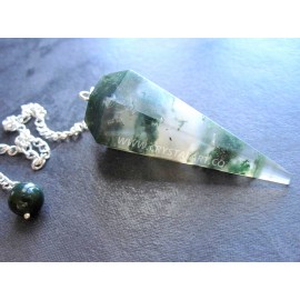 Moss Agate 6 Faceted Pendulum