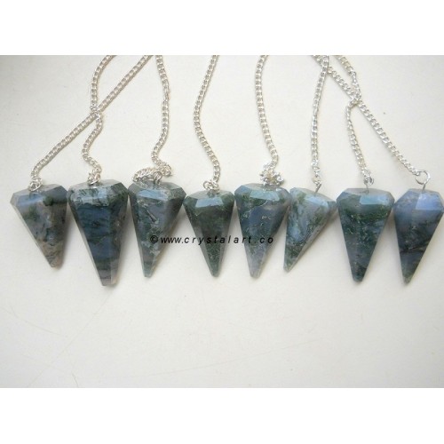 Moss Agate 6 Faceted Pendulum