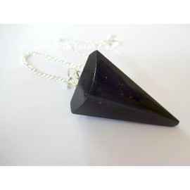 Black Tourmaline 3 Faceted Pendulum