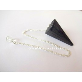 Black Tourmaline 3 Faceted Pendulum