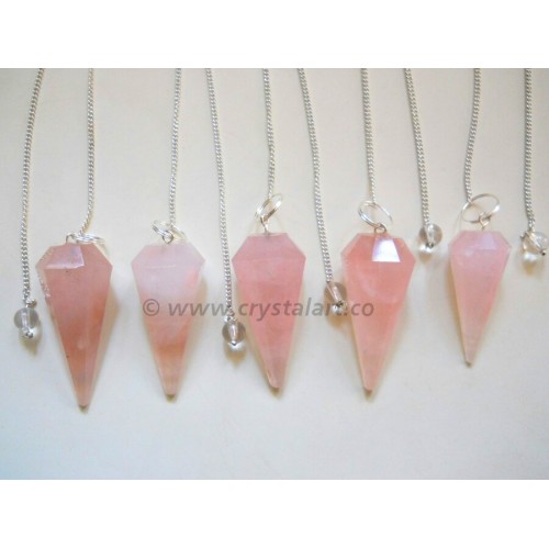 Rose Quartz 6 Faceted Pendulum