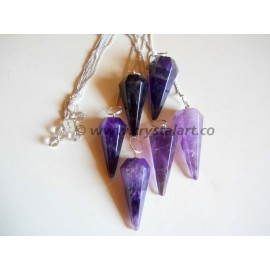 African Amethyst Agate 6 Faceted Pendulum Stone