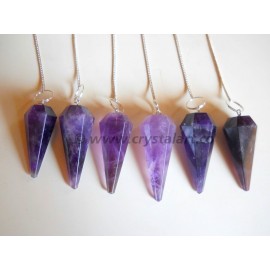 African Amethyst Agate 6 Faceted Pendulum Stone