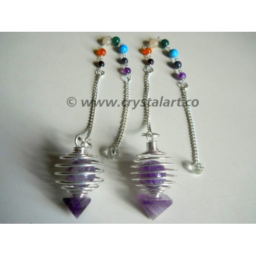 Amethyst Agate Cage Pendulum With Chakra Chain