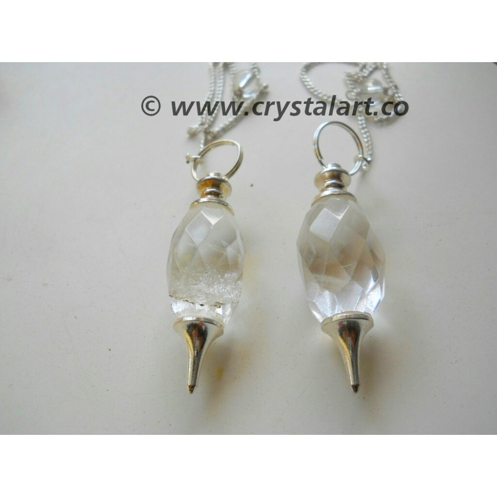 Crystal Quartz Faceted Lingam Pendulum