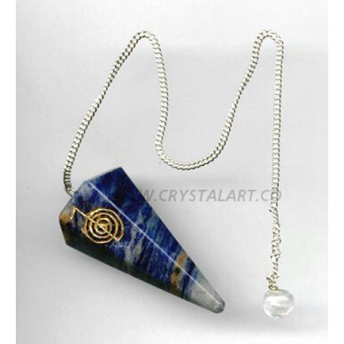 Sodalite Choko Reiki Symbol 6 Faceted Pendulum