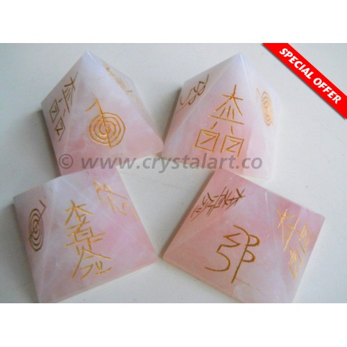 Rose Quartz Usui Reiki Pyramid Set