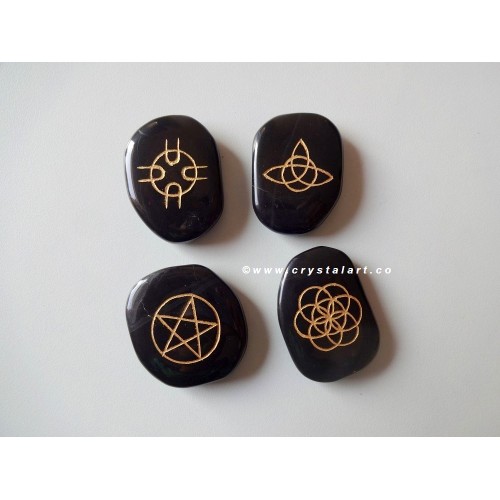 Black Agate Uneven shape Wiccan Stone Set