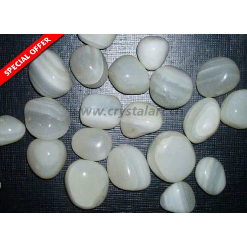 White Banded Natural Onyx Tumbled Pebbles Stone 