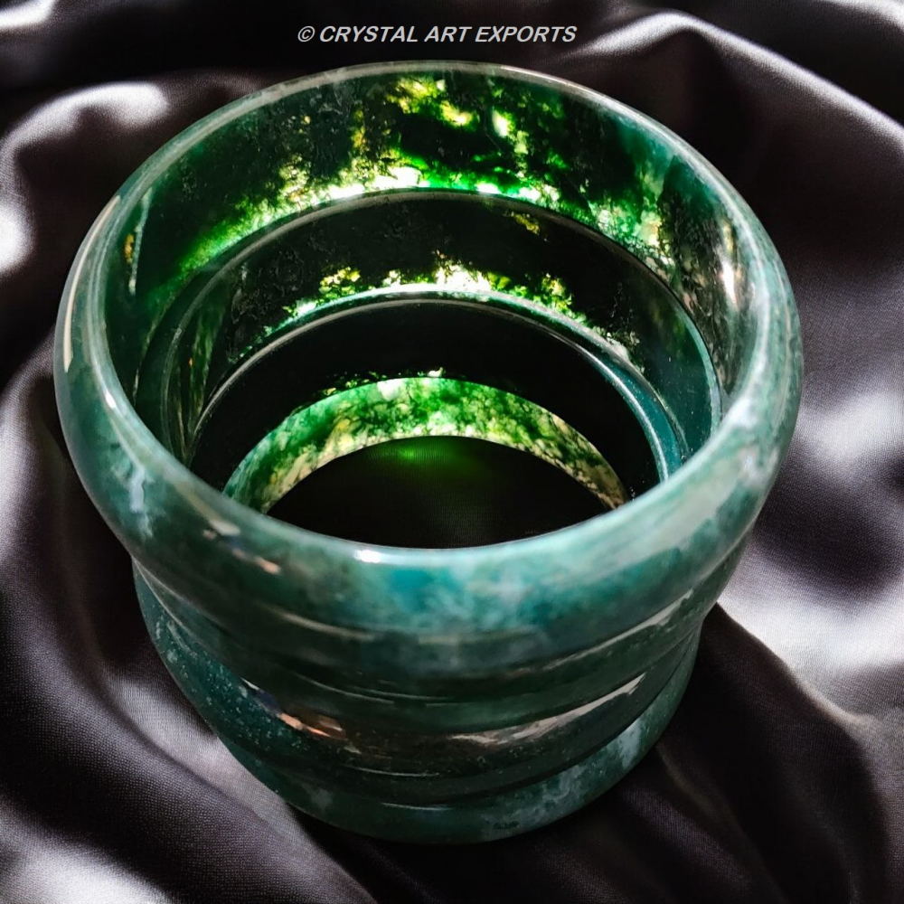 Moss Agate Natural Stone Bangles Beautiful DIY Stones