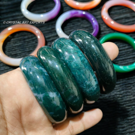 Moss Agate Natural Stone Bangles Beautiful DIY Stones