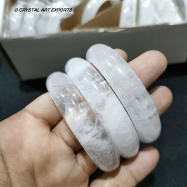 Clear Crystal Quartz Natural Stone Bangles Beautiful DIY Stones	