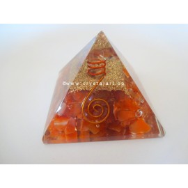 Red Carnelian With Crystal Point Orgone Energy Pyramid