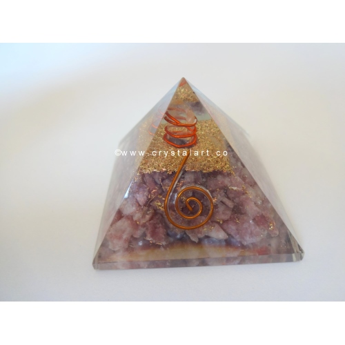 Lepidolite With Crystal Point Orgone Energy Pyramid