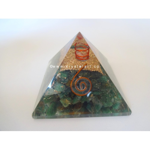 Moss Agate With Crystal Point Orgone Energy Pyramid