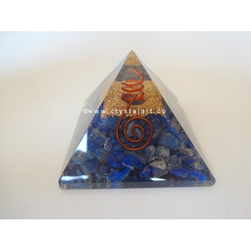 Lapis Lazuli With Crystal Point Orgone Energy Pyramid