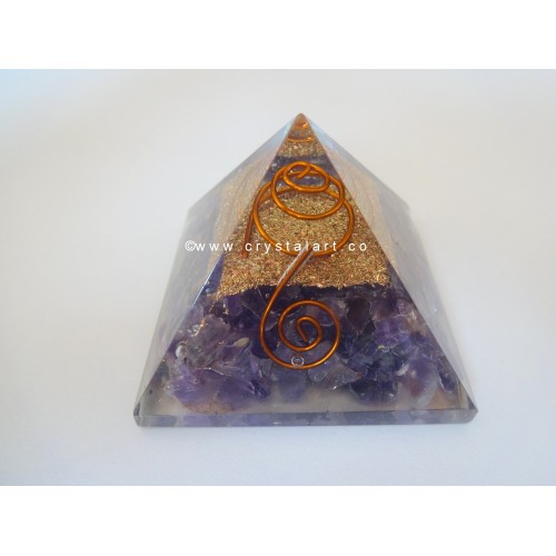 Amethyst Agate With Crystal Point Orgone Energy Pyramid