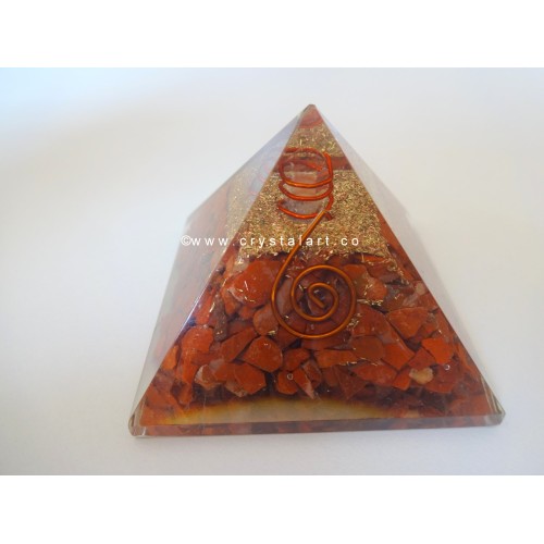 Red Jasper Agate With Crystal Point Orgone Energy Pyramid