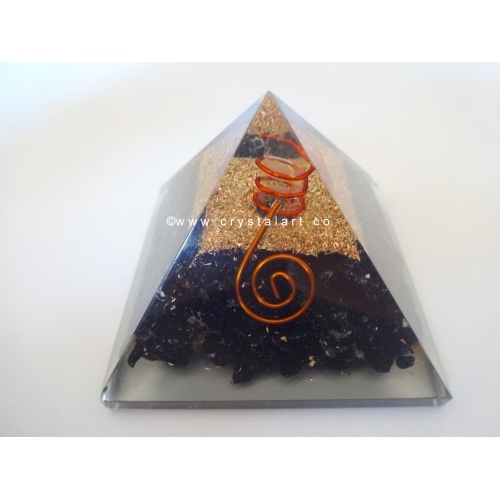 Black Tourmaline With Crystal Point Orgone Energy Pyramid