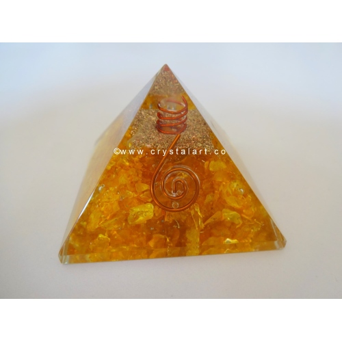 Citrine With Crystal Quartz Point Orgone Energy Pyramid