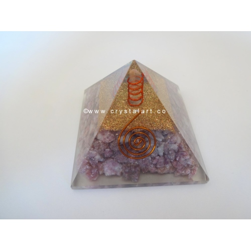 Lepidolite With Crystal Point Orgone Pyramid