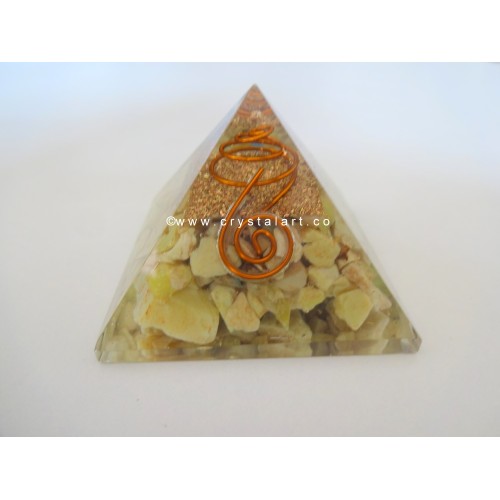 Yellow Aventurine With Crystal Point Orgone Energy Pyramid