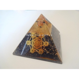 Black Tourmaline With 7 Chakra Symbol Crystal Point Orgone Pyramid