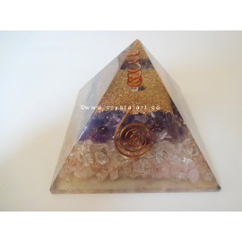 Amethyst Agate Crystal & Rose Quartz Layer Orgone Pyramid