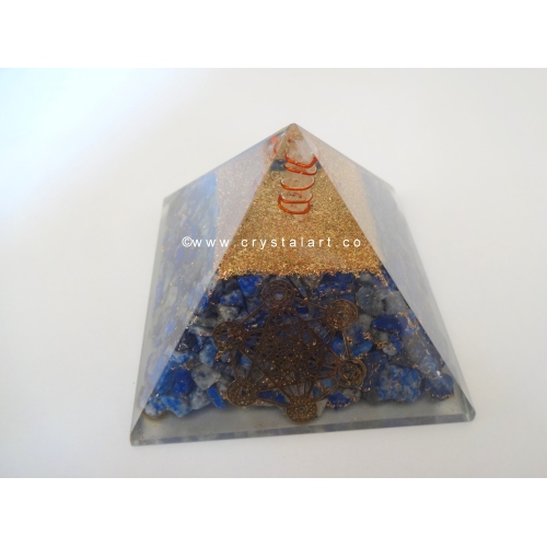 Lapis Lazuli 7 Chakra Symbol With Crystal Point Orgone Pyramid