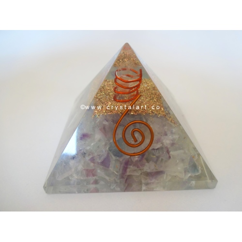 Multi Fluorite With Crystal Point Orgone Energy Pyramid