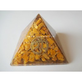 Yellow Aventurine OM Symbol Orgone Pyramid