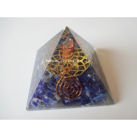 Sodalite With Metal Symbol Orgone Pyramid