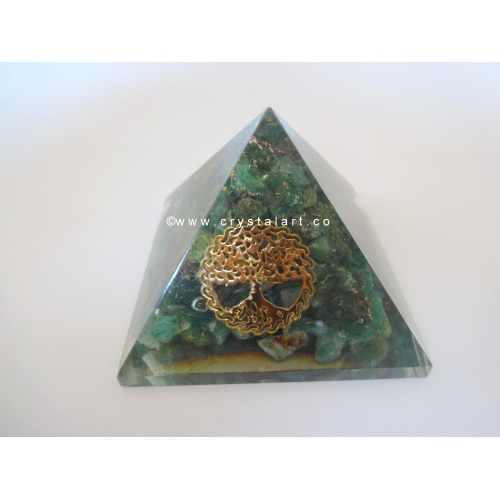 Green Aventurine With Tree Of life Symbol Orgone Pyramid