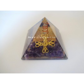 Amethyst Agate Metal Symbol With Crystal Point Orgone Pyramid