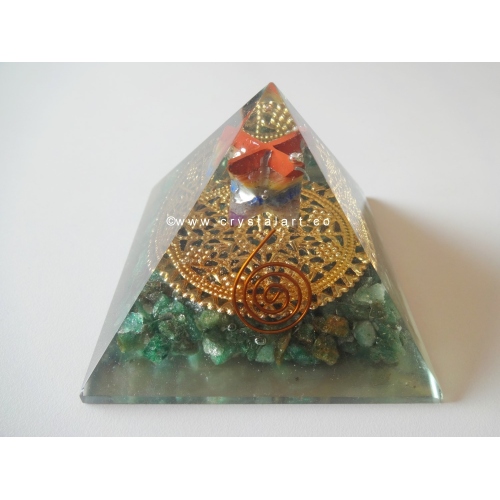 Green Aventurine With Chakra Bonded Merkaba Star Orgone Pyramid