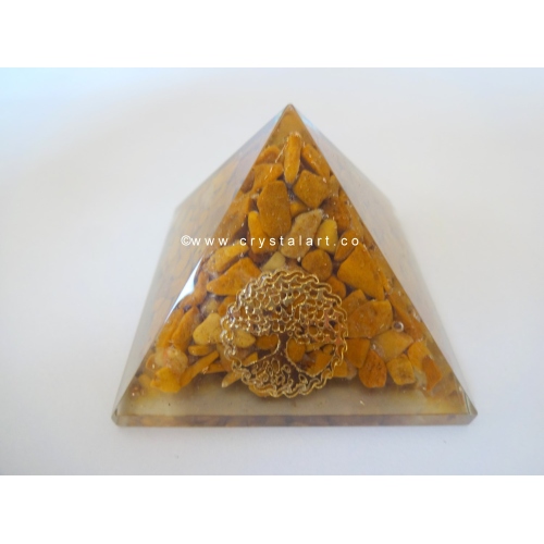 Camel Agate With Tree of Life Symbol Orgone Energy Pyramid