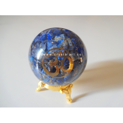 Lapis Lazuli OM Symbol Orgone Spheres