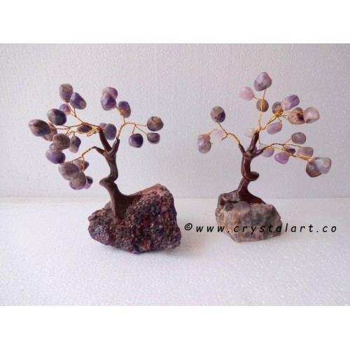 25 Amethyst Tumbled Stones on the Amethyst Cluster Gemstone Tree