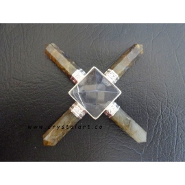 Clear Quartz Pyramid Labradorite Four Point Stone Generators