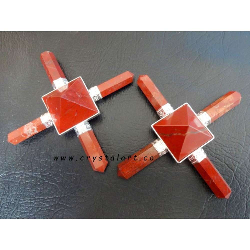 Red Jasper Agate Pyramid Four Point Stone Generator