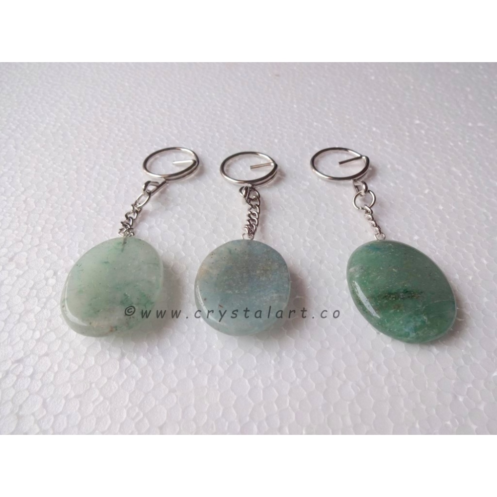 Green Aventurine Worry Stone Keychain