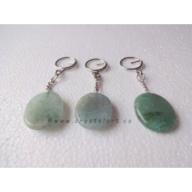 Green Aventurine Worry Stone Keychain