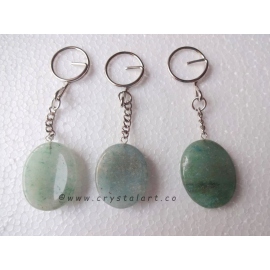 Green Aventurine Worry Stone Keychain