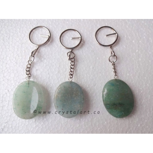 Green Aventurine Worry Stone Keychain