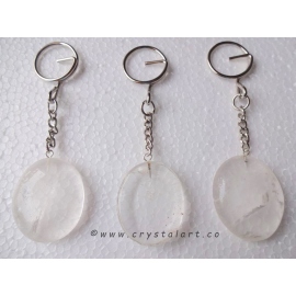 Clear Quartz Worry Stone Keychain