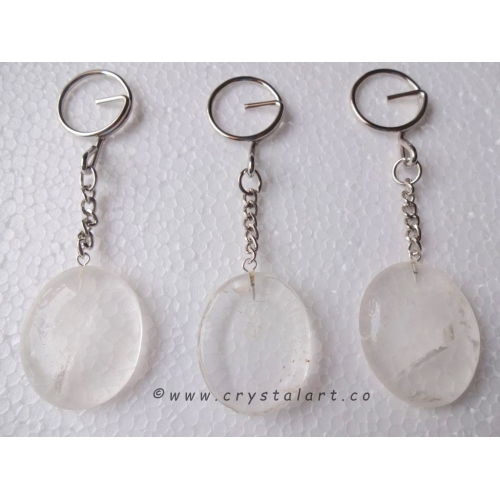 Clear Quartz Worry Stone Keychain