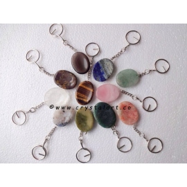 Mix Gemstone Worry Stone Keychain
