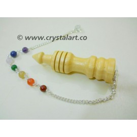 White Rose Wood Gemstone 7 Chakra Chain Isis Pendulum