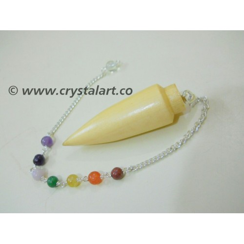 Wholesale Gemstone Rose wood Bullet shape Chakra Chain Pendulum