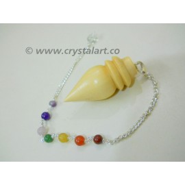 Wholesale Gemstone White Carving Rose Wood Pendulum with Chakra Chain